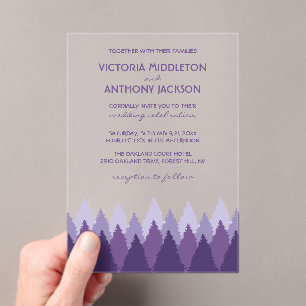 Invitations En Acrylique Mariage Champêtre dans la Forêt Violette