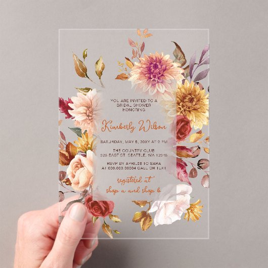 Invitations En Acrylique Mariage champêtre d'automne Tombez amoureux Fête d (In situ (ordinateur de poche))