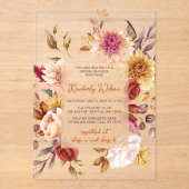 Invitations En Acrylique Mariage champêtre d'automne Tombez amoureux Fête d (Recto)