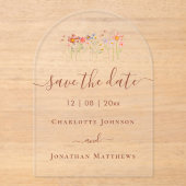 Invitations En Acrylique Mariage champêtre élégant et bohème avec des fleur (Recto)