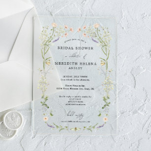 Invitations En Acrylique Mariage Champêtre Fleur de Fête de Fiançailles de