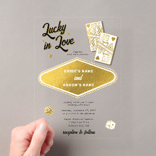 Invitations En Acrylique Mariage chanceux à Las Vegas Casino de destination