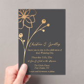 Invitations En Acrylique Mariage charbon et or (In situ (ordinateur de poche))
