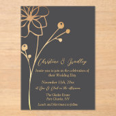 Invitations En Acrylique Mariage charbon et or (Recto)