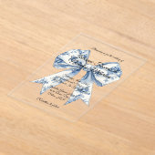 Invitations En Acrylique Mariage Chic Blanc Bleu Clair Ruban (Poser)