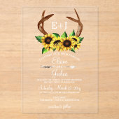 Invitations En Acrylique Mariage Chic Campagnard au Tournesols Fleuris (Recto)