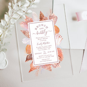 Invitations En Acrylique Mariage Chic de Style Côtier à l'Aquarelle de Coqu