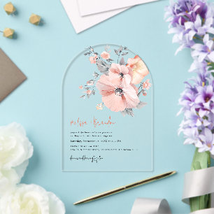 Invitations En Acrylique Mariage Chic Écriture Manuscrite Florale Aquarelle