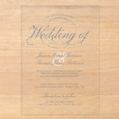 Invitations En Acrylique Mariage Chic Faux Feuille d'Argent Script (Recto)