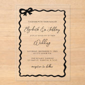 Invitations En Acrylique Mariage chic moderne noir dessiné (Recto)