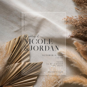 Invitations En Acrylique Mariage Chic Simple Moderne