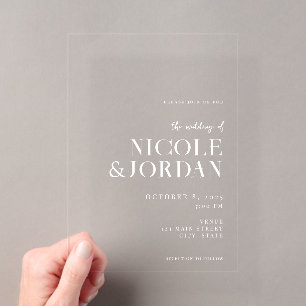 Invitations En Acrylique Mariage Chic Simple Moderne
