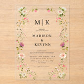 Invitations En Acrylique Mariage Chic Wildflower (Recto)