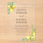 Invitations En Acrylique Mariage Citron Citrus (Recto)