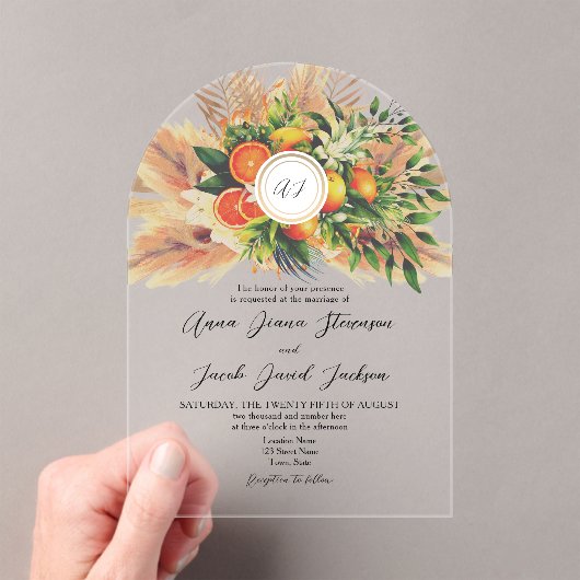Invitations En Acrylique Mariage Citrus (In situ (ordinateur de poche))