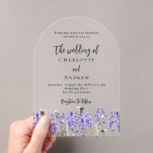 Invitations En Acrylique Mariage clair de fleurs violet de lavande (In situ (ordinateur de poche))