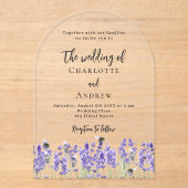 Invitations En Acrylique Mariage clair de fleurs violet de lavande (Recto)