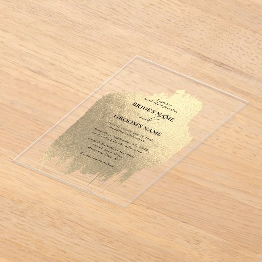Invitations En Acrylique Mariage clair Faux Gold Faux (Poser)