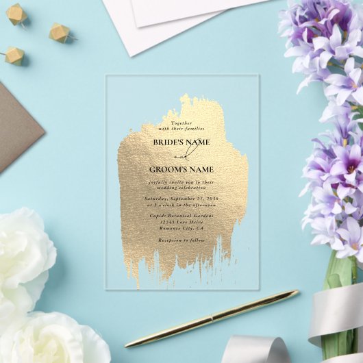Invitations En Acrylique Mariage clair Faux Gold Faux (Insitu (Mariage))