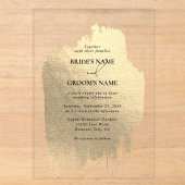 Invitations En Acrylique Mariage Clair Faux Or Moderne (Recto)