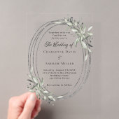 Invitations En Acrylique Mariage clair verdure argentée (In situ (ordinateur de poche))