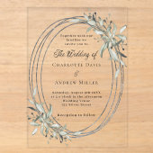 Invitations En Acrylique Mariage clair verdure argentée (Recto)