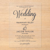 Invitations En Acrylique Mariage classique bleu élégant (Recto)