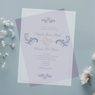 Invitations En Acrylique Mariage Classique Bleu Poussiéreux