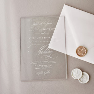 Invitations En Acrylique Mariage Classique Calligraphie Vintage