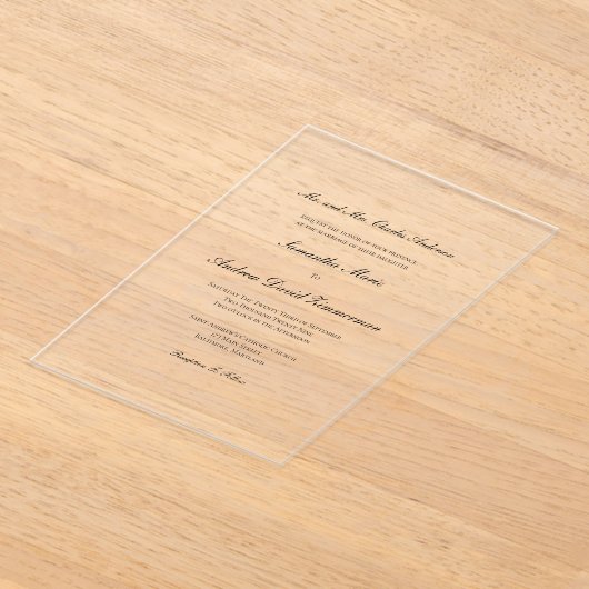 Invitations En Acrylique Mariage classique classique classique élégant (Poser)