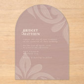 Invitations En Acrylique Mariage classique Damask Baby Pink (Recto)