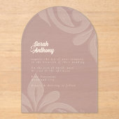 Invitations En Acrylique Mariage classique Damask Baby Pink (Recto)