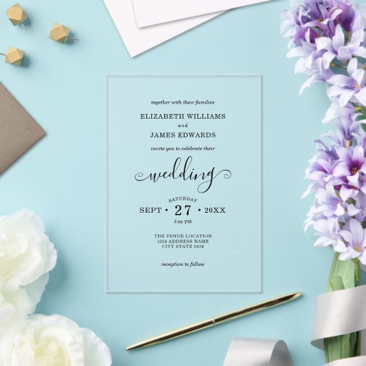 Invitations En Acrylique Mariage classique de typographie de Bohême (Insitu (Mariage))