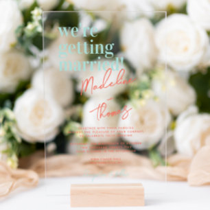 Invitations En Acrylique Mariage Classique d'Été au Style Pastel et Script