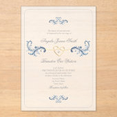 Invitations En Acrylique Mariage classique Dusty Blue (Recto)