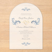 Invitations En Acrylique Mariage classique Dusty Blue Rococo (Recto)