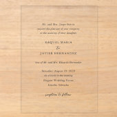 Invitations En Acrylique Mariage Classique Élégant (Recto)
