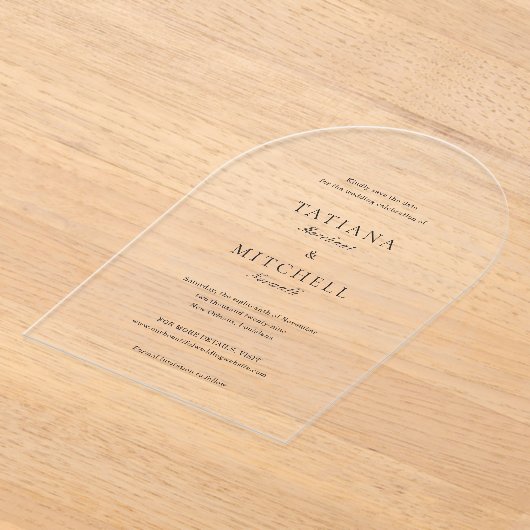 Invitations En Acrylique Mariage classique élégant Enregistrer la date (Poser)