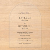 Invitations En Acrylique Mariage classique élégant Enregistrer la date (Recto)