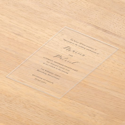Invitations En Acrylique Mariage classique élégant Marcia (Poser)