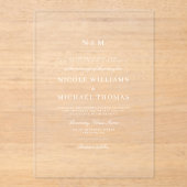 Invitations En Acrylique Mariage Classique Élégant Monogramme (Recto)