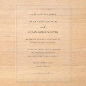 Invitations En Acrylique Mariage Classique Élégant Simple (Recto)