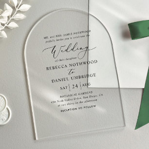 Invitations En Acrylique Mariage Classique et Élégant à l'Arche