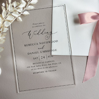 Invitations En Acrylique Mariage classique et simple