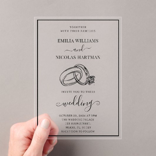Invitations En Acrylique mariage classique moderne (In situ (ordinateur de poche))