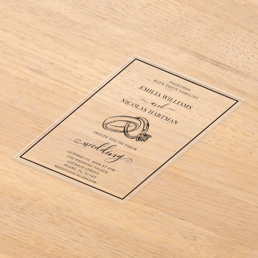 Invitations En Acrylique mariage classique moderne (Poser)