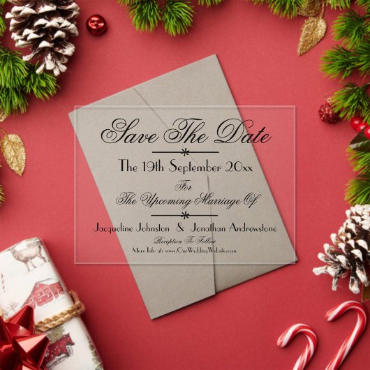 Invitations En Acrylique Mariage Classique Moderne Chic Enregistrer La Date (Insitu (vacances))