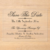 Invitations En Acrylique Mariage Classique Moderne Chic Enregistrer La Date (Recto)