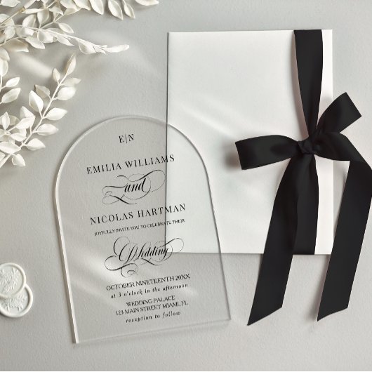 Invitations En Acrylique Mariage Classique Monogramme