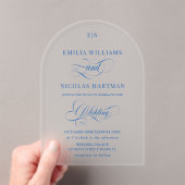 Invitations En Acrylique Mariage Classique Monogramme Simple Bleu  (In situ (ordinateur de poche))